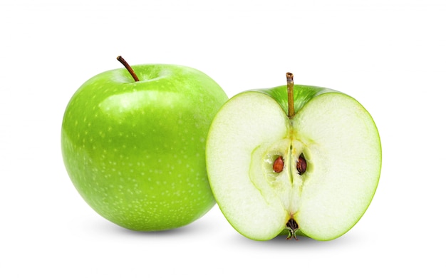 Green apple on a white background