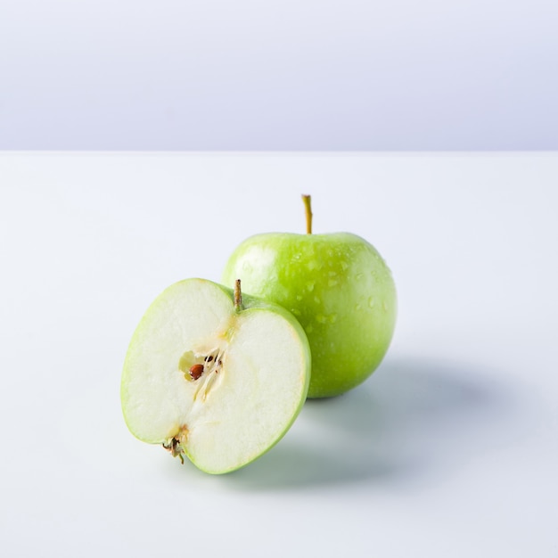 Green Apple on White Background