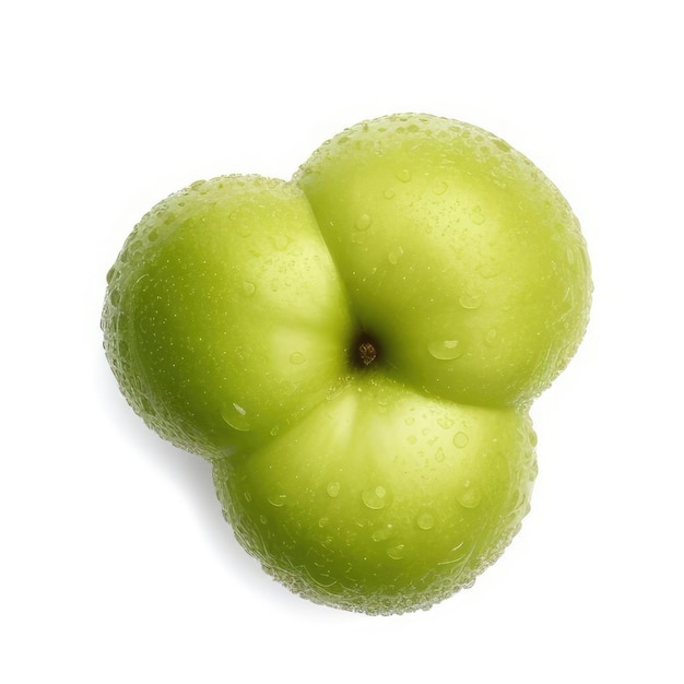 A green apple with water droplets on it