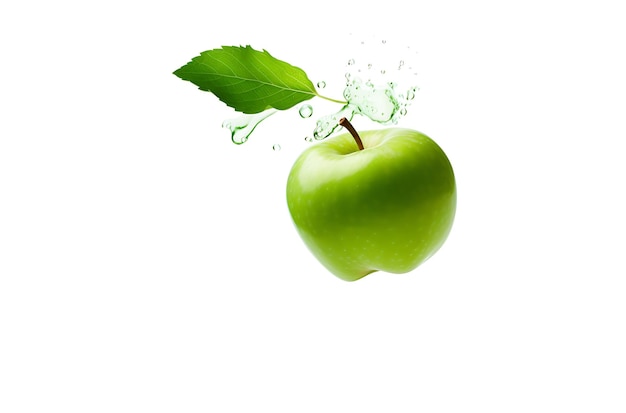 Green apple with water drops generative ai