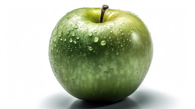 Зеленое яблоко с каплями воды