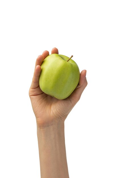 Green apple in a woman's hand