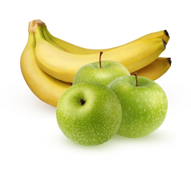 Green apples and bunch of bananas 