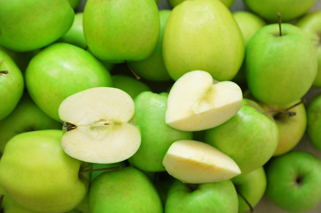 Green apples closeup