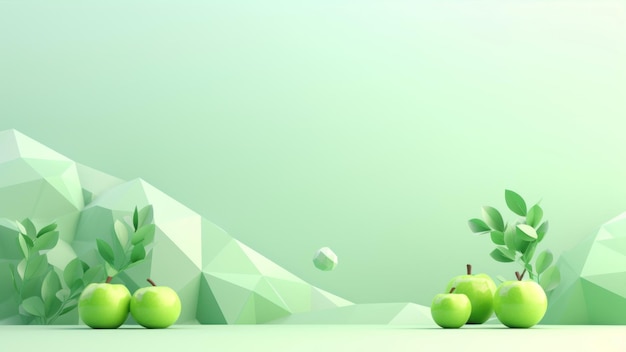 Green apples and geometric background