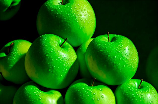 Зеленые яблоки Сбор спелых вкусных фруктов Генеративный ИИ
