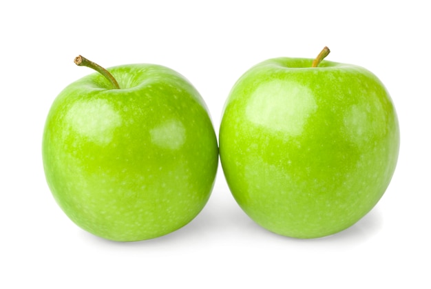 Green apples on white 