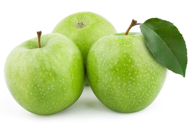 Green apples with a leaf on the top