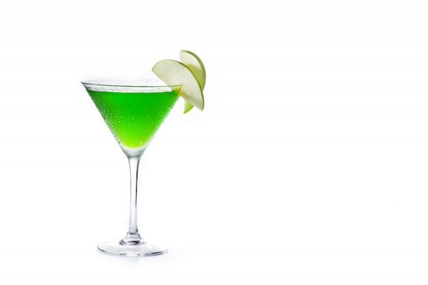 Green appletini cocktail in glass