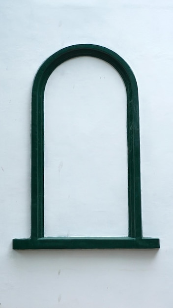 A green arch with a white background.