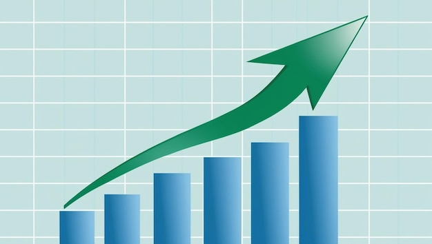 a green arrow is pointing up on a graph with a green arrow pointing up