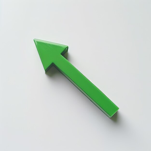 Green Arrow Pointing Upward on White Surface