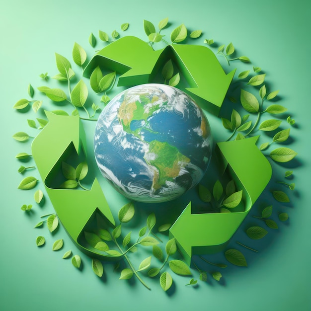 Green Arrows Recycle Wereld Aardedag Milieudag Ecologie concept