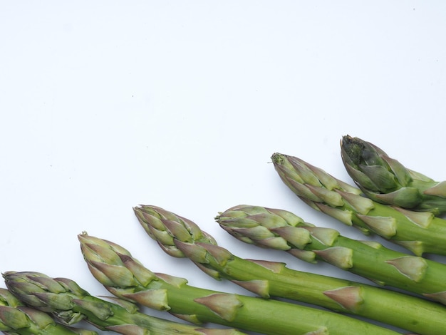 Green asparagus on a white background