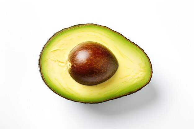 Green Avocado Closeup On White Background