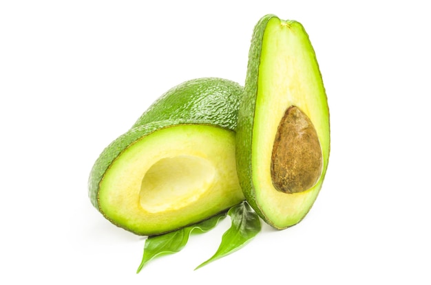 Green avocado isolated on a white background cutout