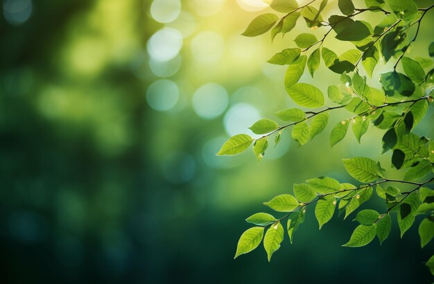 Зеленый фон размытый боке с осенними листьями