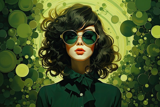 Green background cover woman