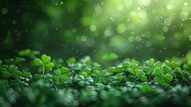 The green background depicts clover leaves rotating for Saint Patrick39s day