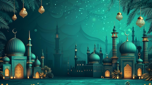 Green Background Islamic Holiday Wallpaper