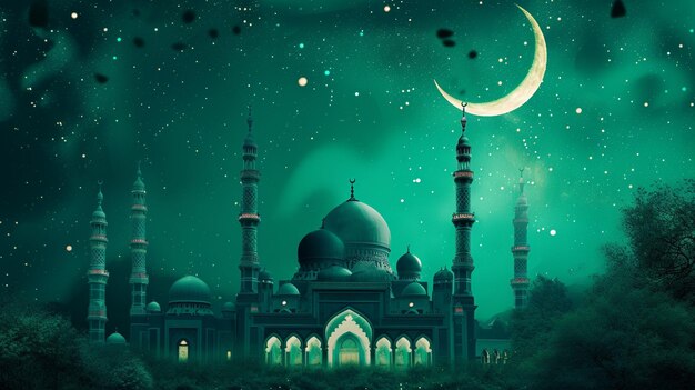 Green Background Islamic Holiday Wallpaper