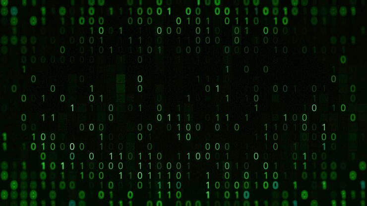 Photo green background of matrix with binary code animation set of binary code in matrix space matrix