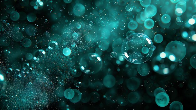 a green background with bubbles in the water