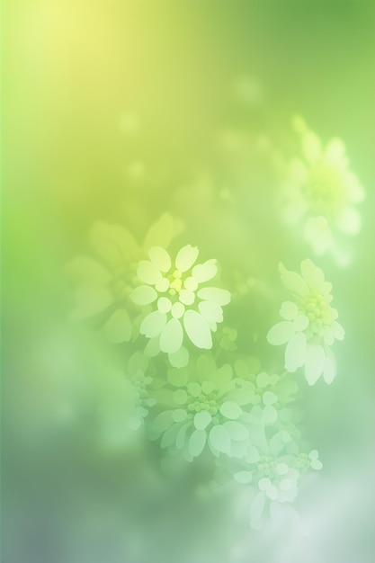 A green background with a bunch of flowers
