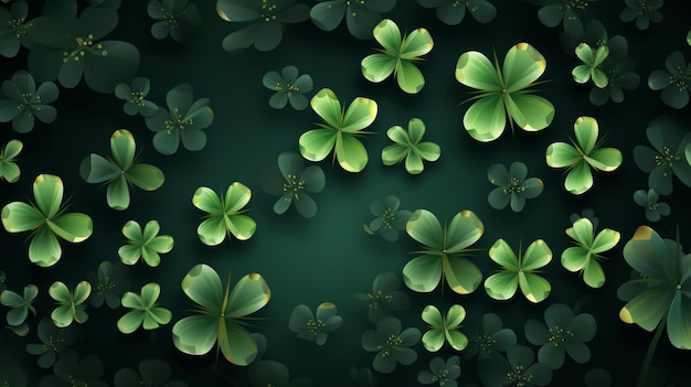 Green background with clover leaves neural network ai generated