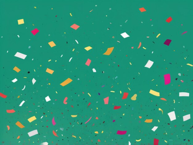 Photo a green background with colorful confetti and a colorful box