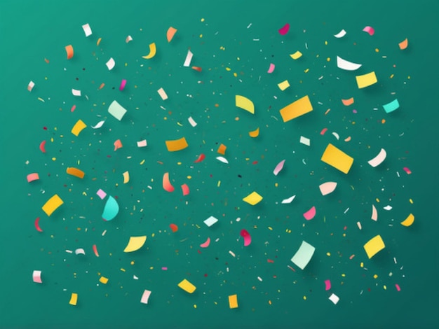 Photo a green background with colorful confetti and confetti
