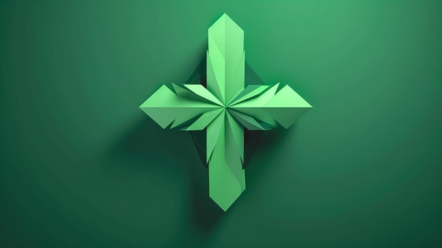 Green background with cross and leaves generative ai