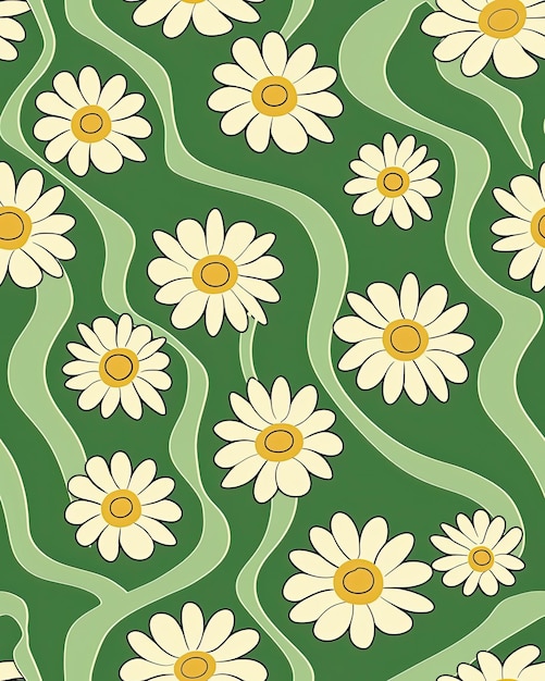 a green background with daisies and a green background