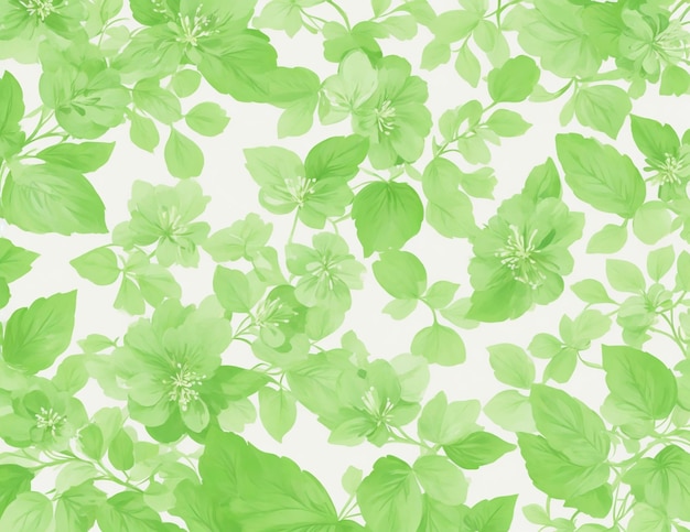 зеленый фон с цветочным украшением листьев