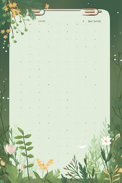 a green background with flowers and butterflies