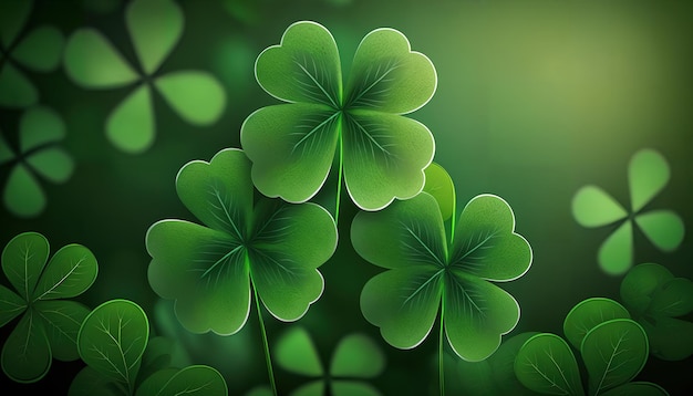 A green background with four leaf clovers.
