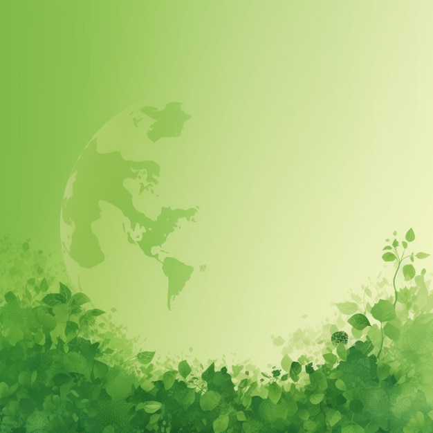 A green background with a globe in the middle of the image