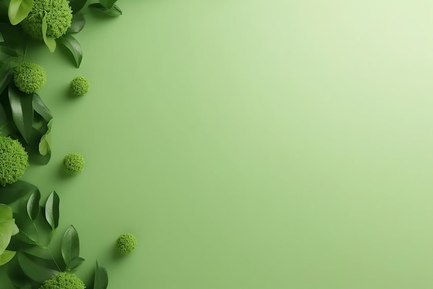 Green background with green leaves and a bunch of green berries