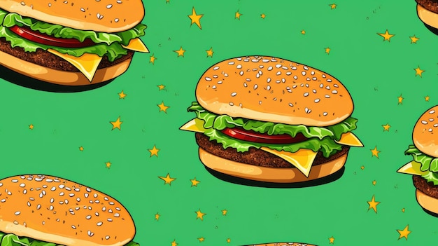 Green Background with hamburgers