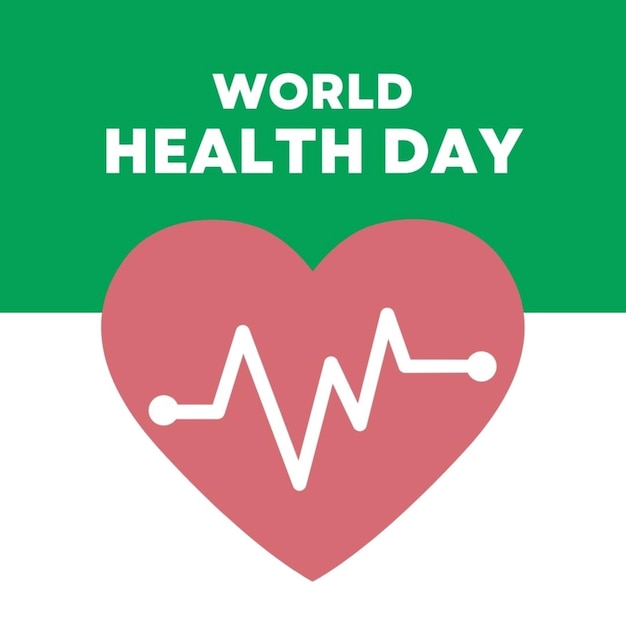 a green background with a heart that says world healthy day