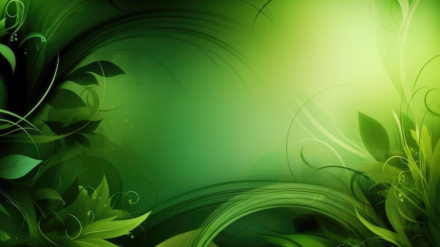 Зеленый фон с рисунком листьев