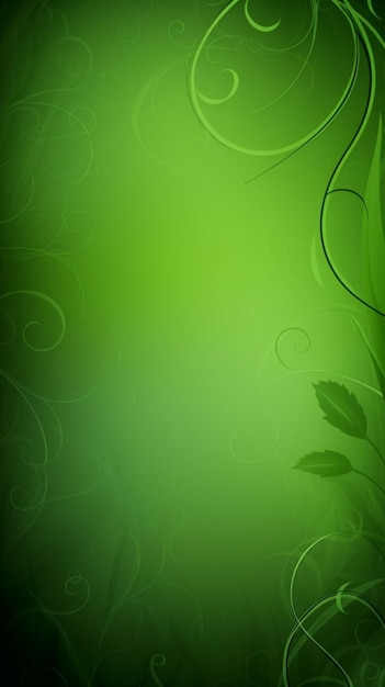 Photo green background with a leaf pattern