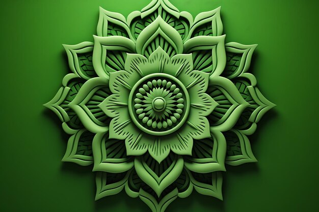 Foto sfondio verde con decorazione di mandala