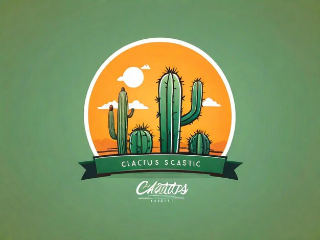Foto uno sfondo verde con un'immagine di cactus