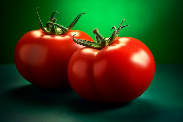 A green background with tomatoes on it