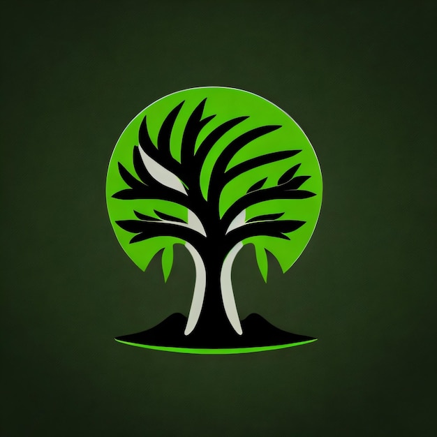 A green background with a tree with the word tree on it