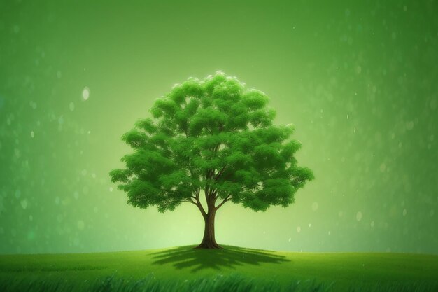 Green background with a tree