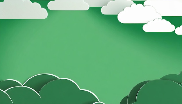 A green background with white clouds on it