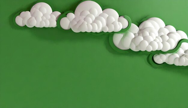 A green background with white clouds on it
