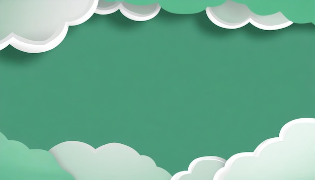 A green background with white clouds on it